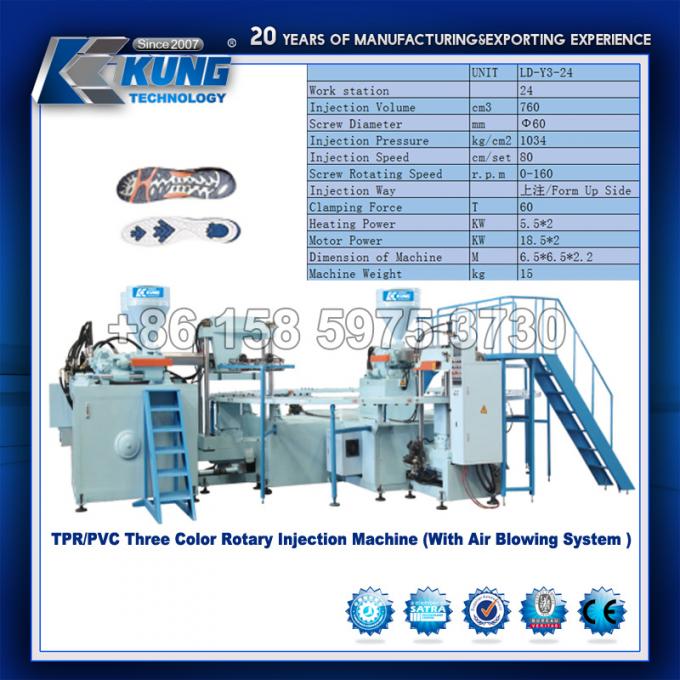 Three Color Rotary TPR Injection Machine , Multipurpose PVC Sole Machine 0